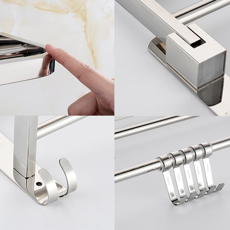 Contemporary Bath Hardware Set in Stainless Steel Chrome Robe Hooks/Towel Bar
