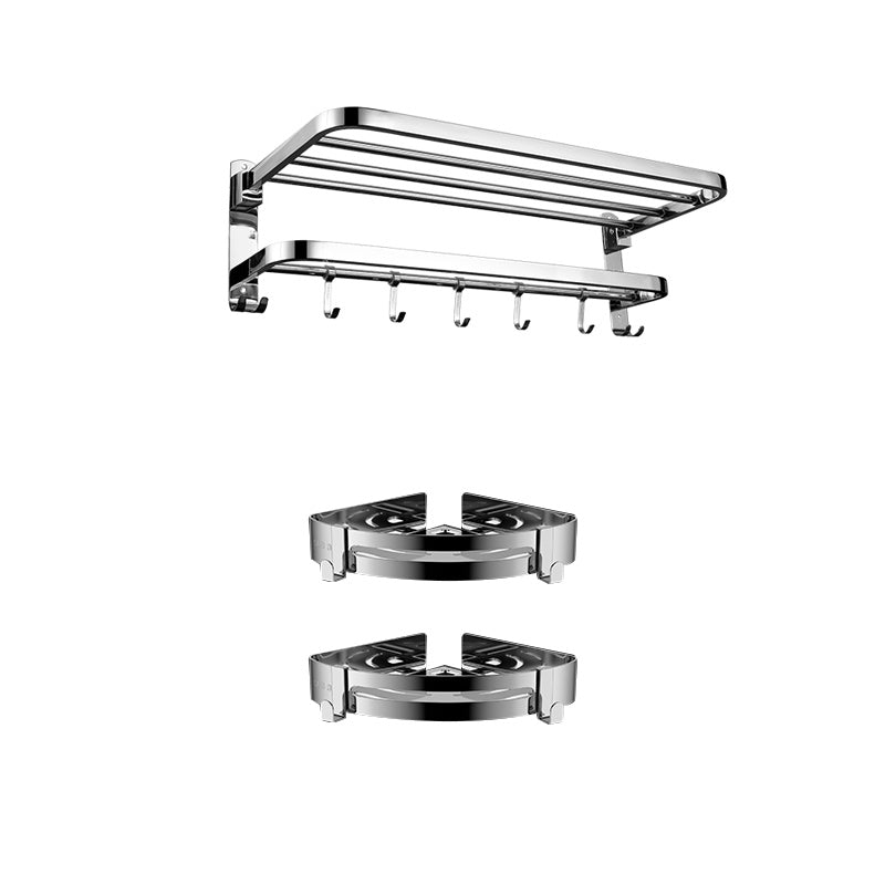 Contemporary Bath Hardware Set in Stainless Steel Chrome Robe Hooks/Towel Bar