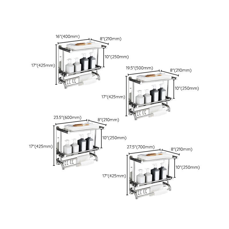 Contemporary Bath Hardware Set in Stainless Steel Chrome Robe Hooks/Towel Bar