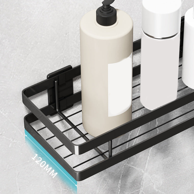 2 Piece Bath Shelf in Matte Black Metal Bathroom Hardware Set