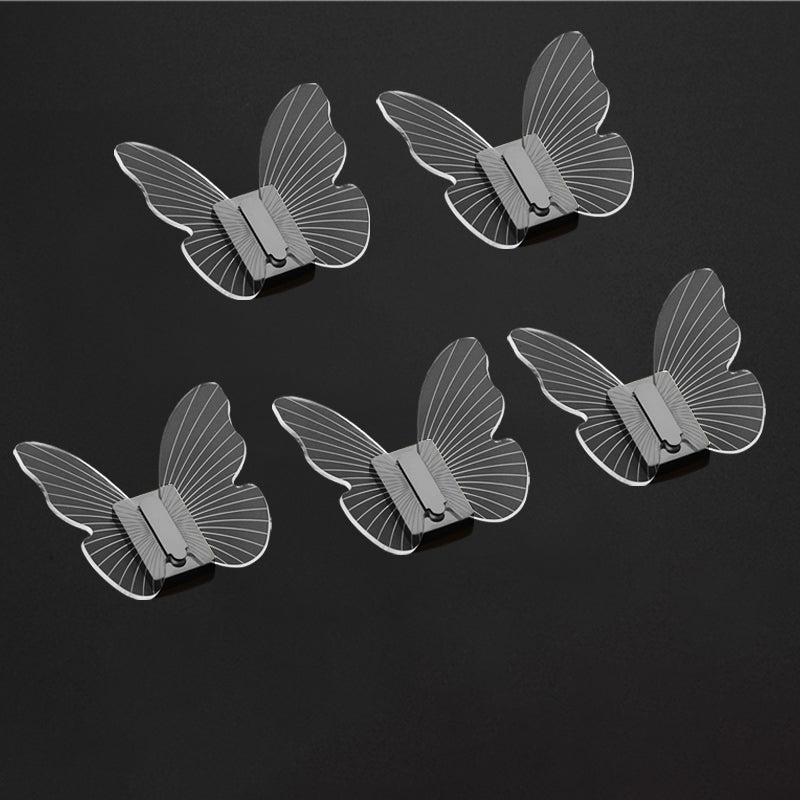 Modern Brass Bathroom Accessory Set Acrylic Butterfly Themed Robe Hooks