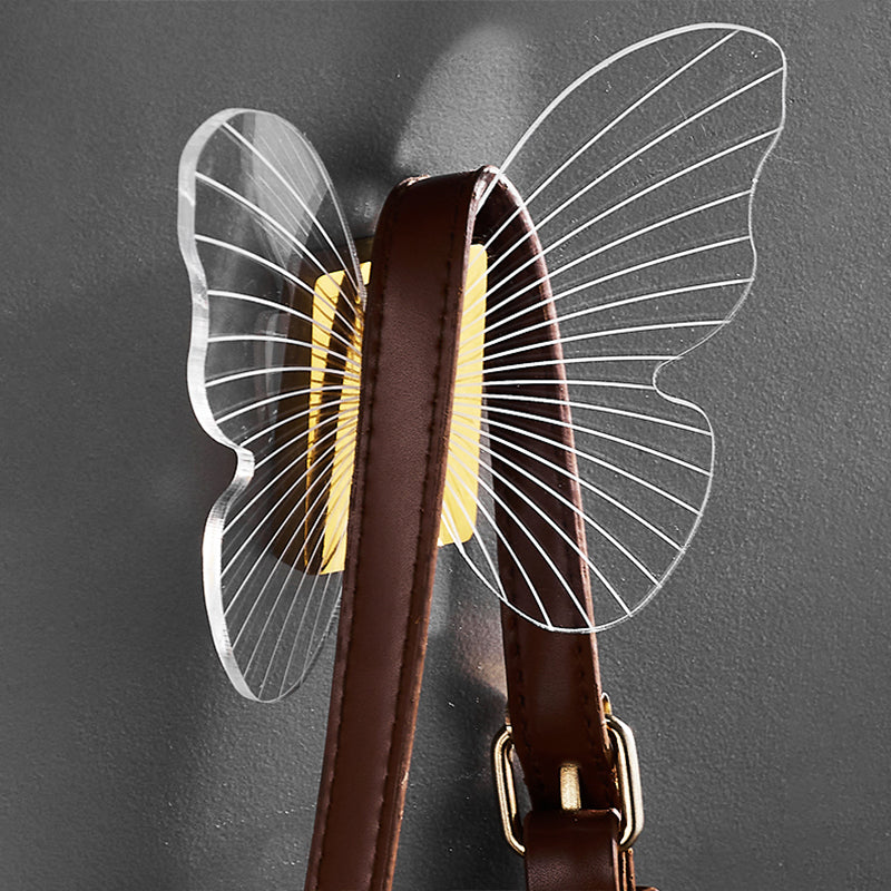 Modern Brass Bathroom Accessory Set Acrylic Butterfly Themed Robe Hooks