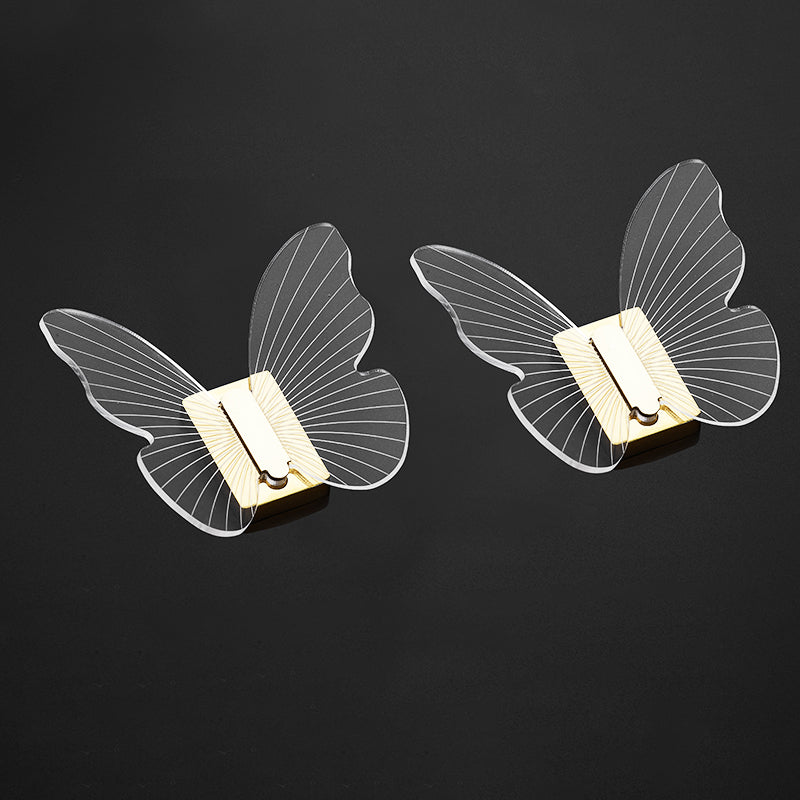Modern Brass Bathroom Accessory Set Acrylic Butterfly Themed Robe Hooks