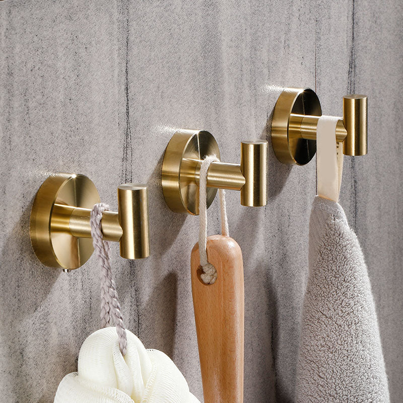 Modern Bathroom Accessory Set Metal Robe Hooks in Polished Chrome/Gold