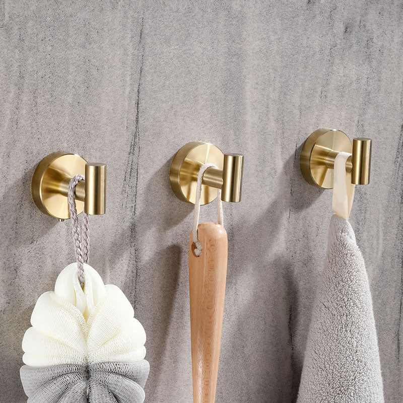Modern Bathroom Accessory Set Metal Robe Hooks in Polished Chrome/Gold