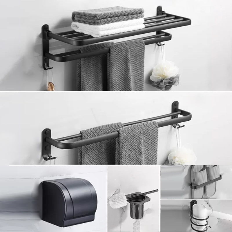Modern Black Bathroom Accessory Kit Paper Holder Towel Bar Bath Hardware Set