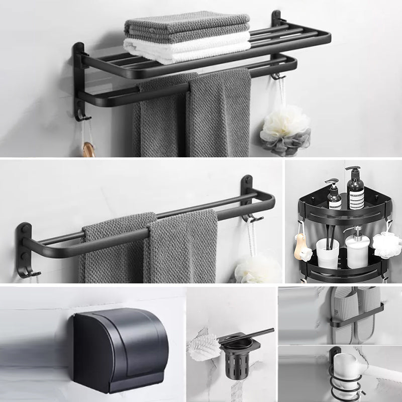 Modern Black Bathroom Accessory Kit Paper Holder Towel Bar Bath Hardware Set