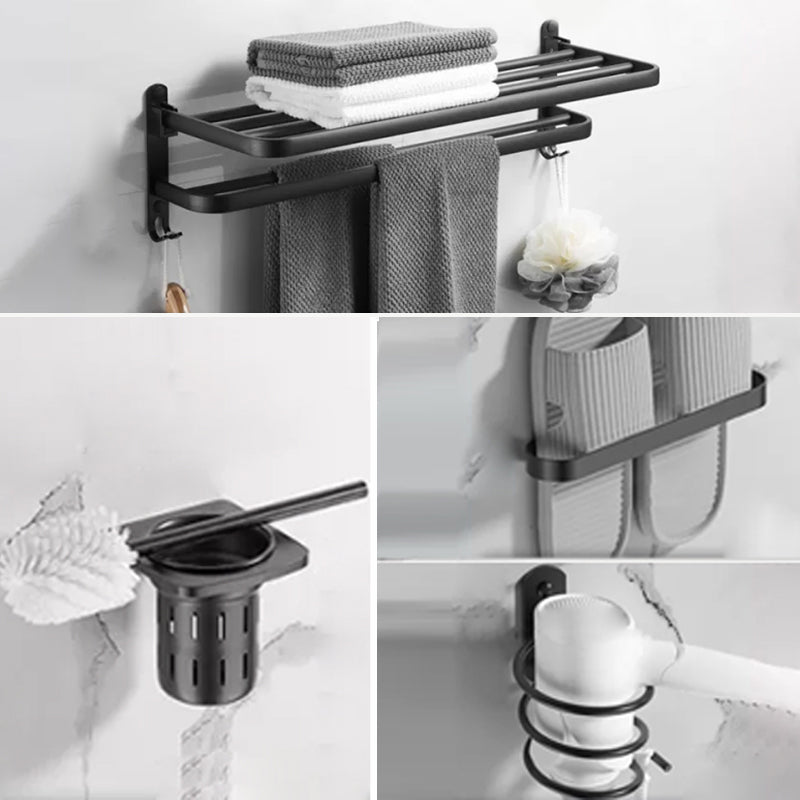 Modern Black Bathroom Accessory Kit Paper Holder Towel Bar Bath Hardware Set