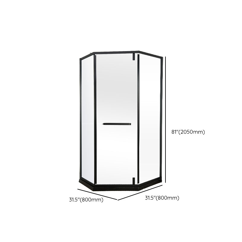 Black Stainless Steel Shower Stall Clear Pivot Shower Enclosure with Fixed Panel
