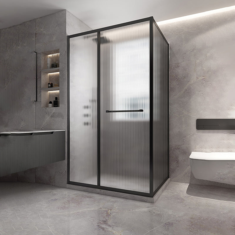 Black Framed Square Shower Enclosure Tempered Glass Shower Stall
