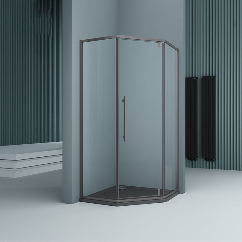 304 Stainless Steel Frame Shower Enclosure Neo-Angle Tempered Glass Shower Stall
