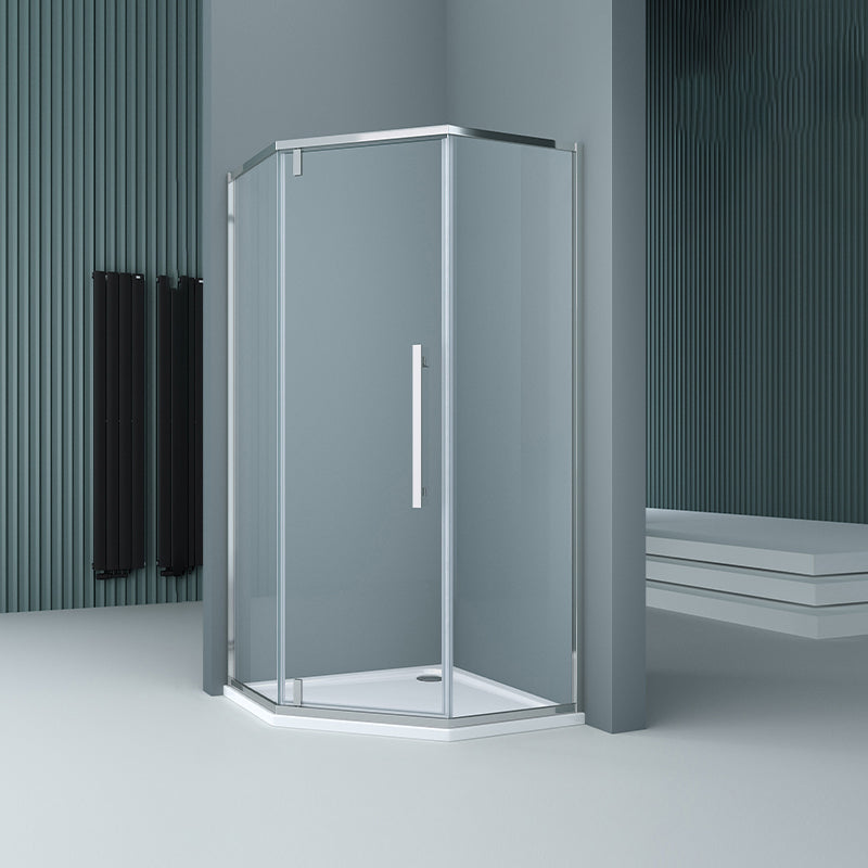 304 Stainless Steel Frame Shower Enclosure Neo-Angle Tempered Glass Shower Stall