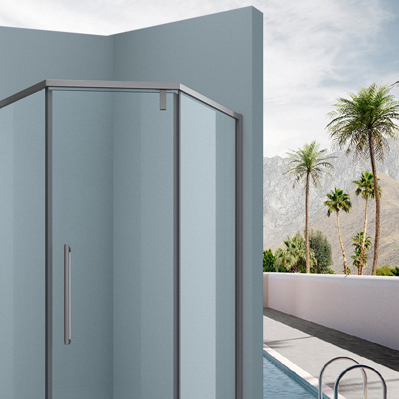 304 Stainless Steel Frame Shower Enclosure Neo-Angle Tempered Glass Shower Stall