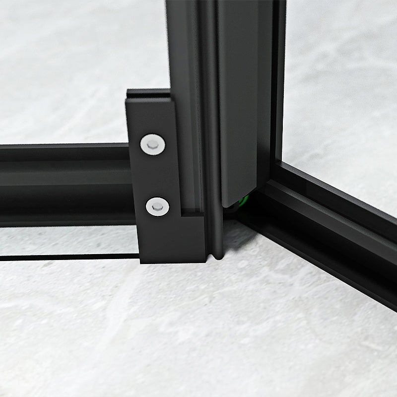 Black Framed Shower Enclosure Corner Single Sliding Shower Stall With Door Handles