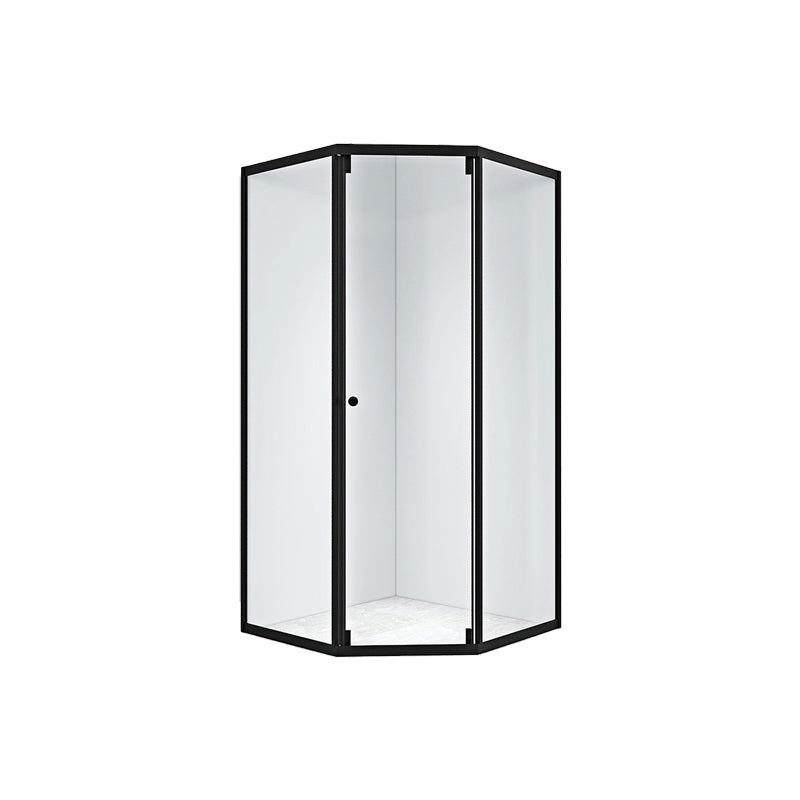 Black Framed Shower Enclosure Corner Single Sliding Shower Stall With Door Handles
