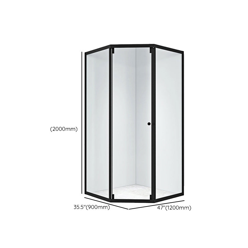 Black Framed Shower Enclosure Corner Single Sliding Shower Stall With Door Handles