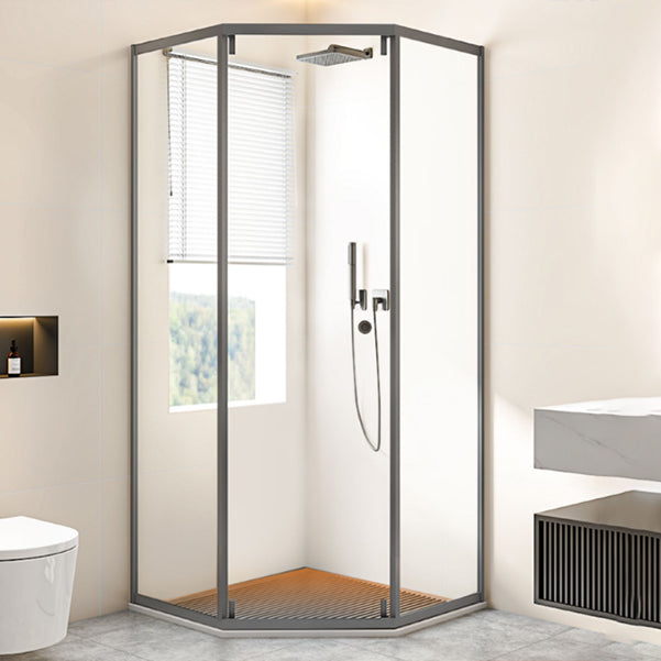 Neo-Angle Transparent Tempered Shower Enclosure Stainless Steel Frame Shower Stall