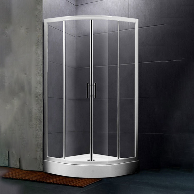 Round Shower Kit Tempered Glass Shower Enclosure with Door Handle