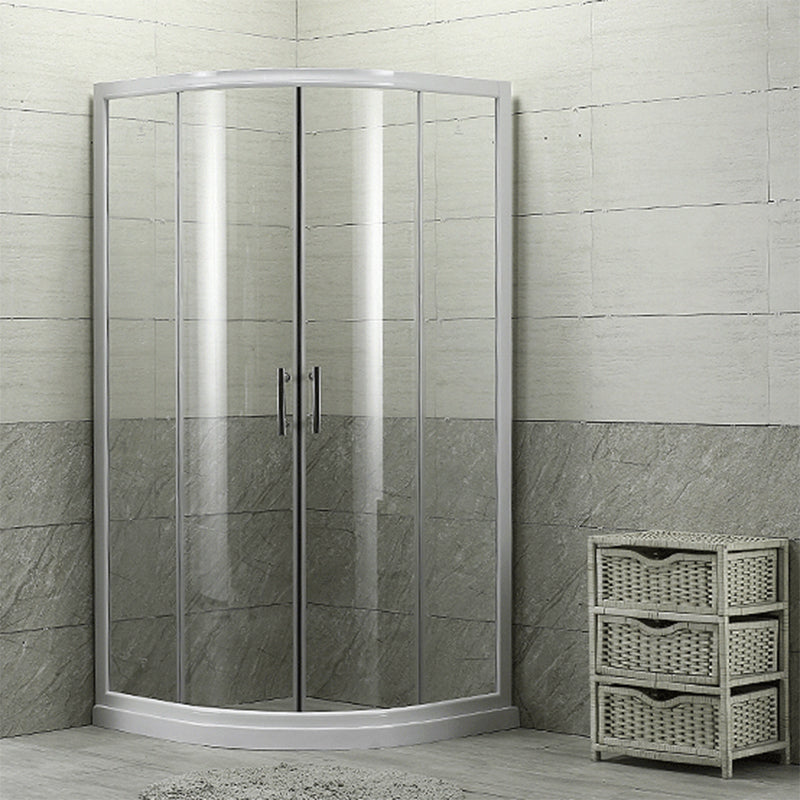Round Shower Kit Tempered Glass Shower Enclosure with Door Handle
