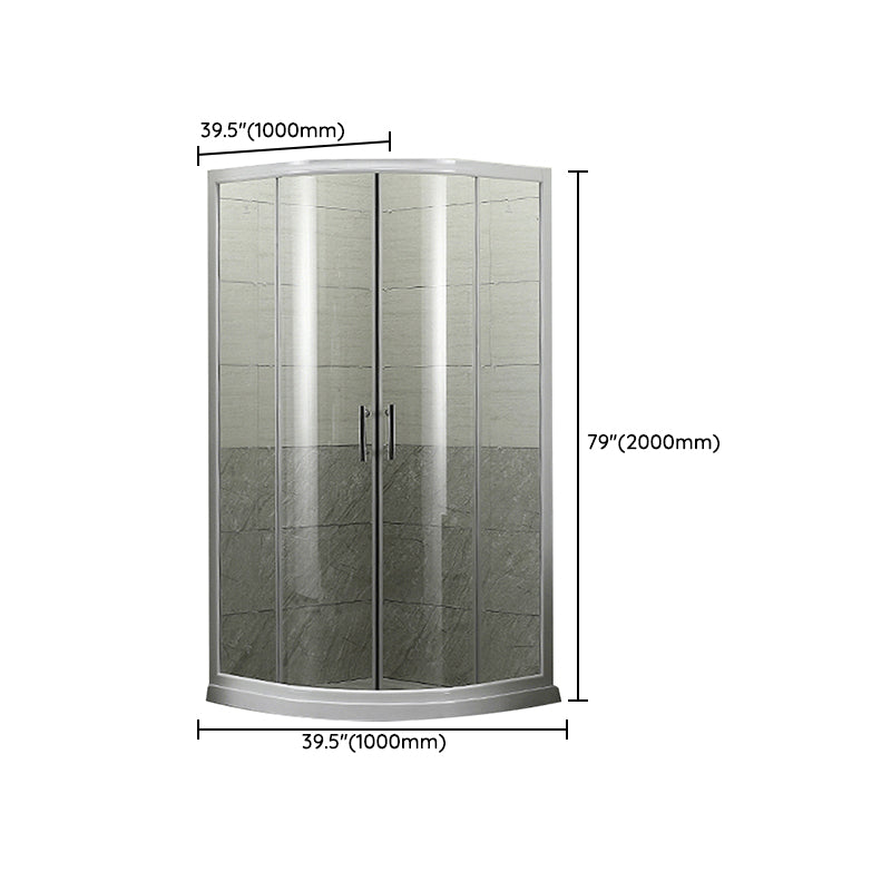 Round Shower Kit Tempered Glass Shower Enclosure with Door Handle