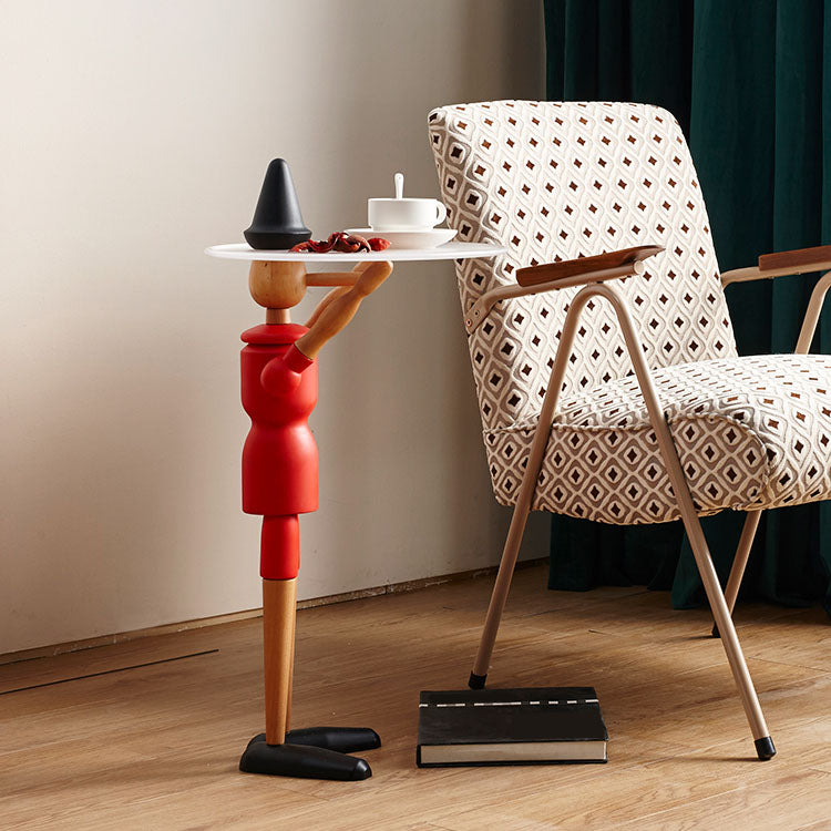 Solid Wood Accent Side Table Table Abstract Side End Snack Table