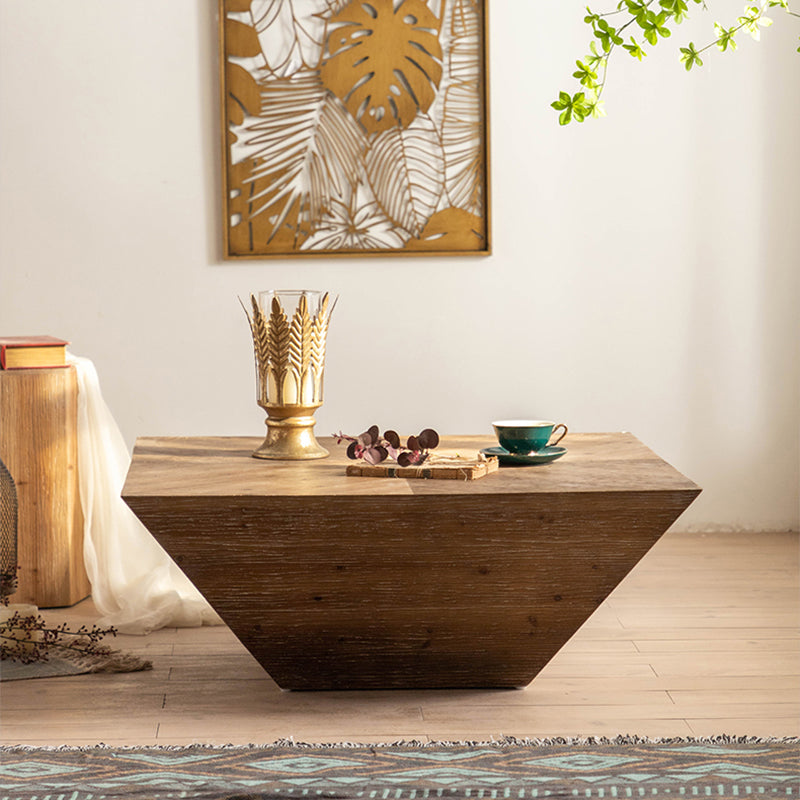 Rustic Corner Table Solid Wood Brown Accent Side Table for Living Room
