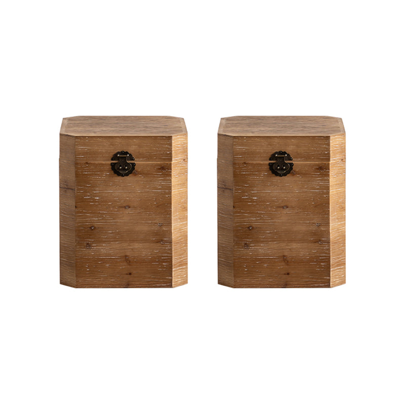 Rustic Corner Table Solid Wood Brown Accent Side Table for Living Room