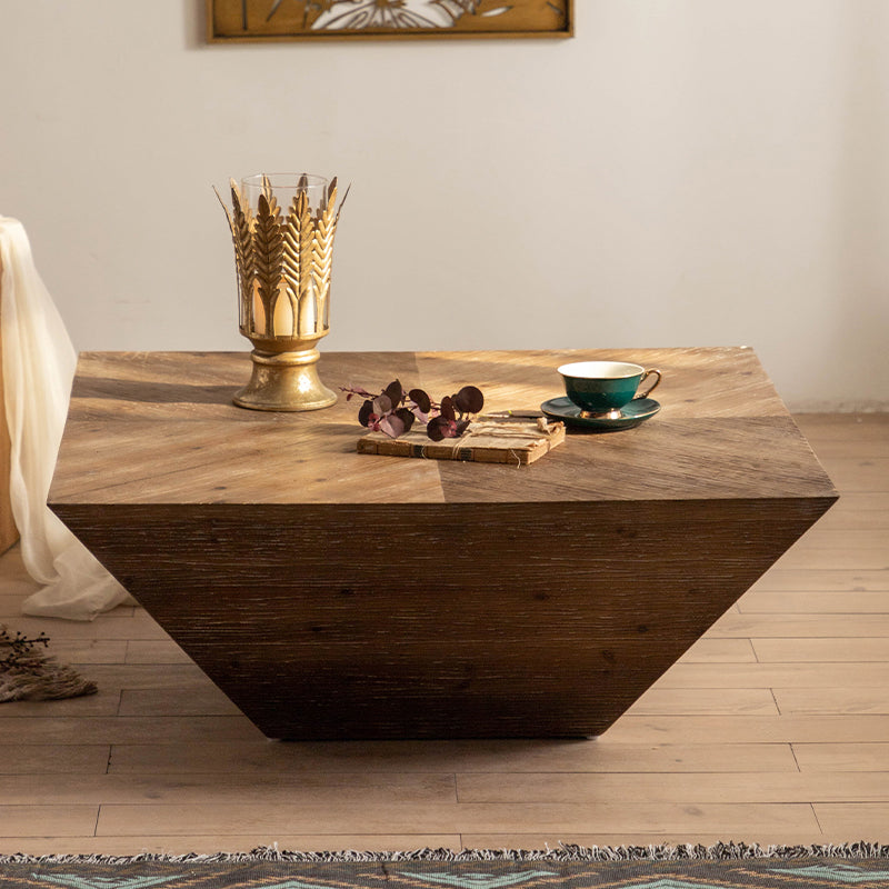 Rustic Corner Table Solid Wood Brown Accent Side Table for Living Room