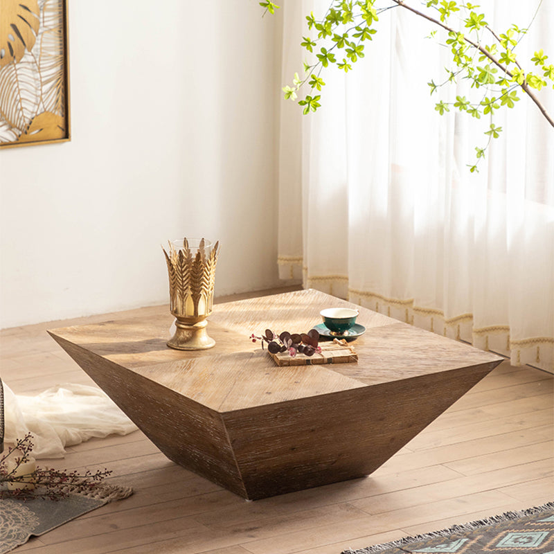 Rustic Corner Table Solid Wood Brown Accent Side Table for Living Room