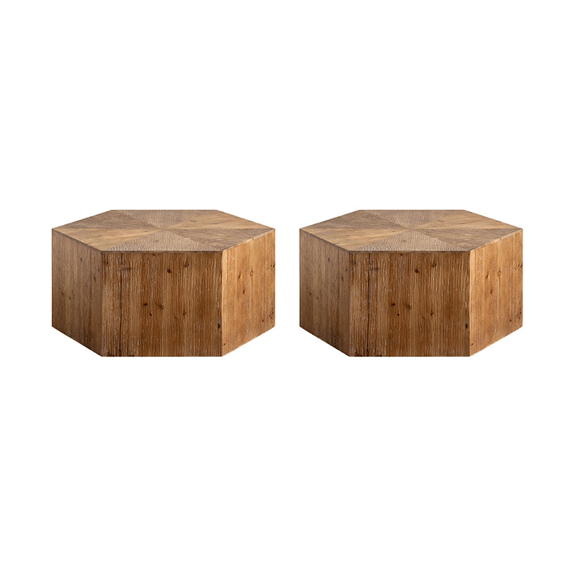 Rustic Corner Table Solid Wood Brown Accent Side Table for Living Room