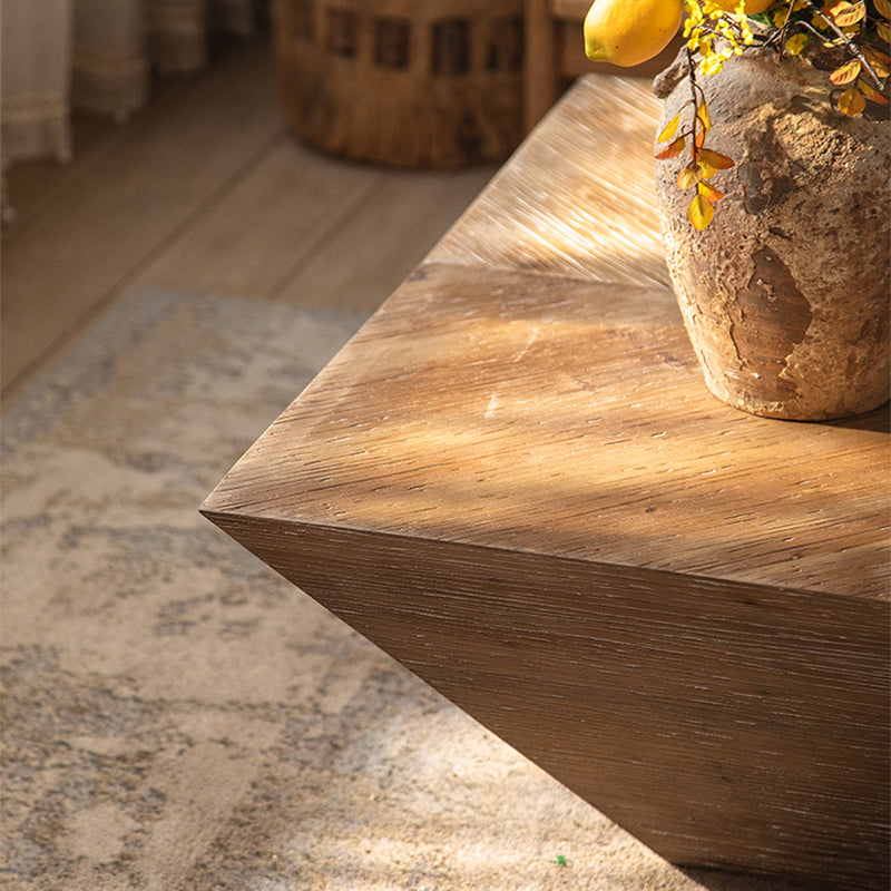 Rustic Corner Table Solid Wood Brown Accent Side Table for Living Room