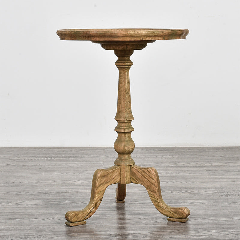 14" Wide Rustic Corner Table Solid Wood Round Side End Table