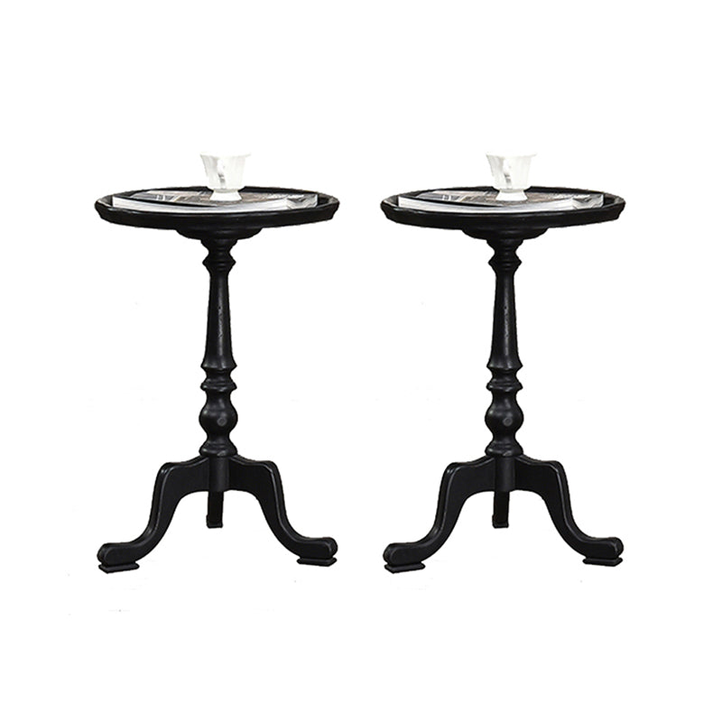 14" Wide Rustic Corner Table Solid Wood Round Side End Table
