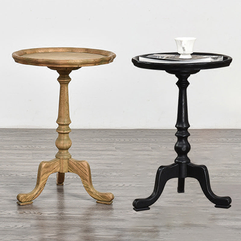 14" Wide Rustic Corner Table Solid Wood Round Side End Table