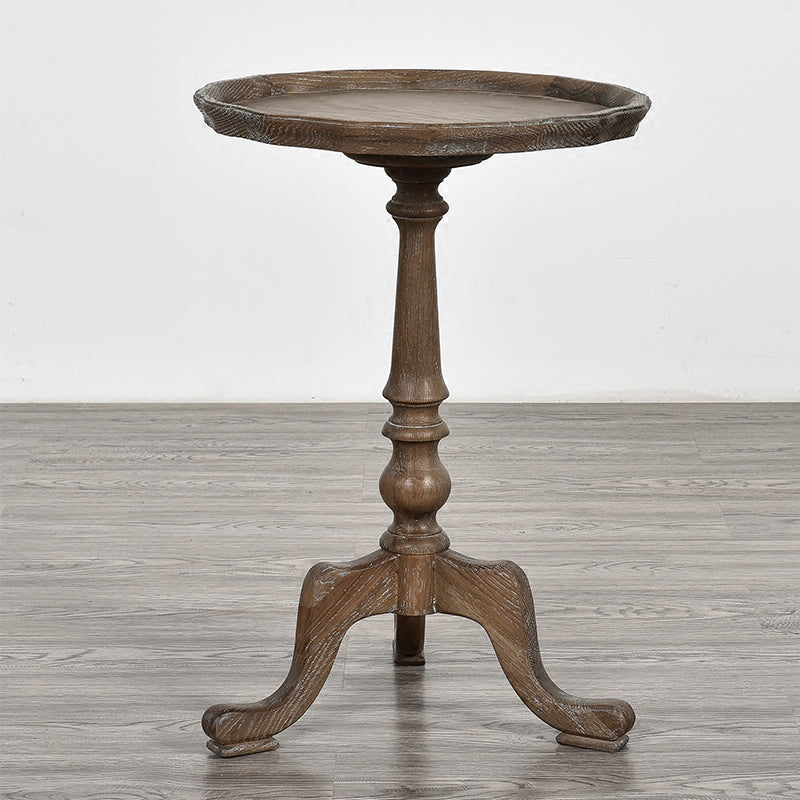 14" Wide Rustic Corner Table Solid Wood Round Side End Table