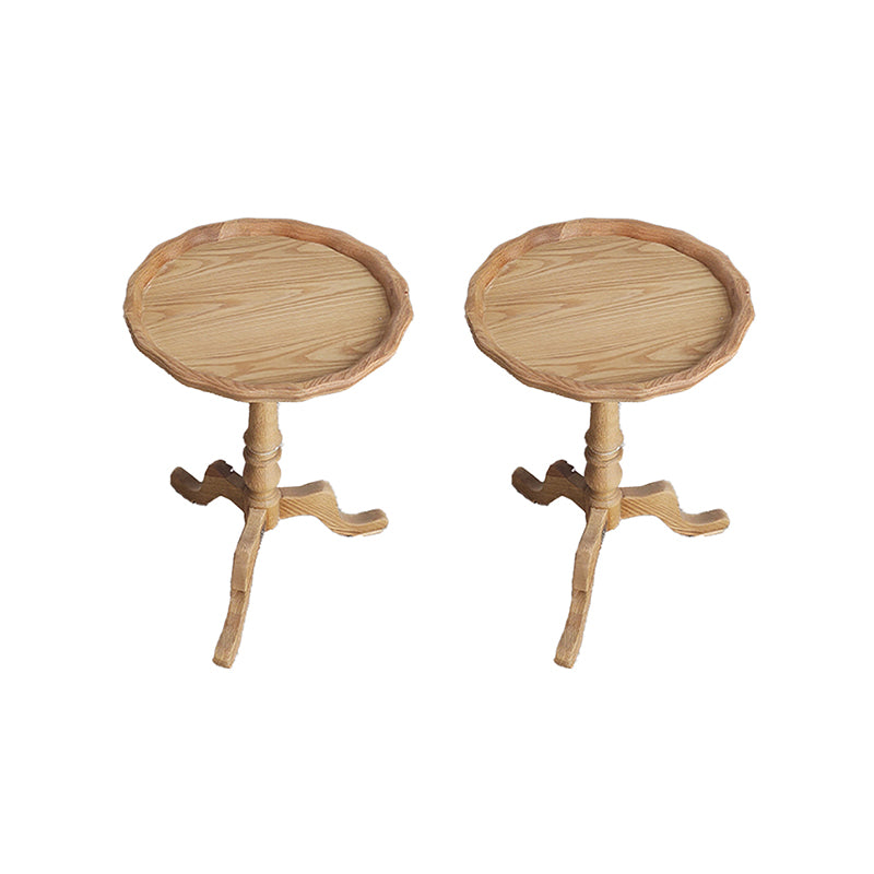 14" Wide Rustic Corner Table Solid Wood Round Side End Table
