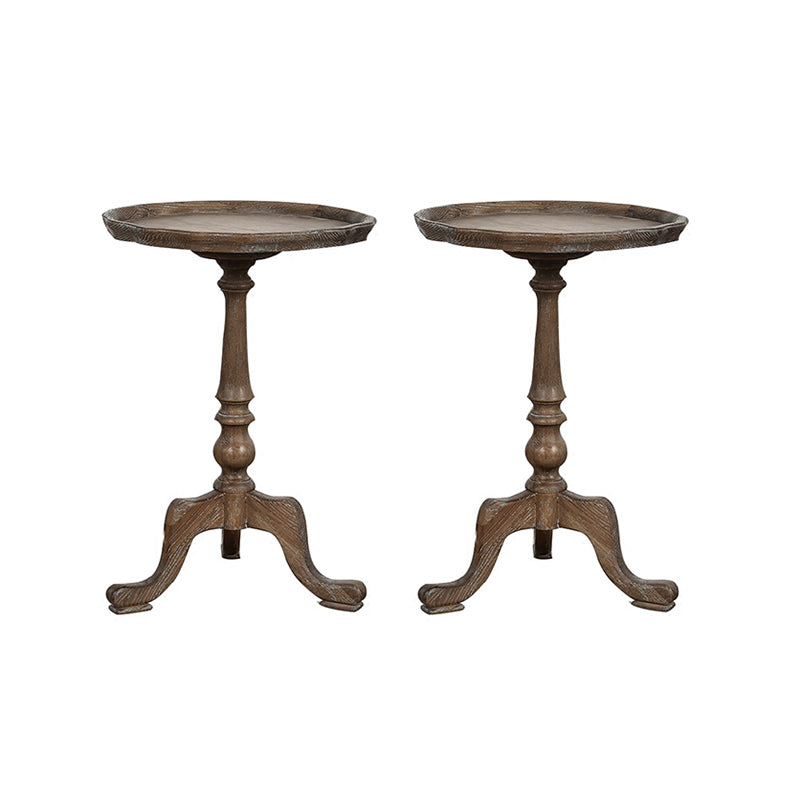 14" Wide Rustic Corner Table Solid Wood Round Side End Table