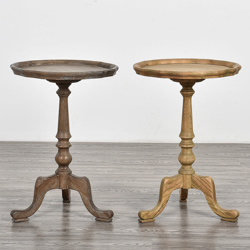 14" Wide Rustic Corner Table Solid Wood Round Side End Table