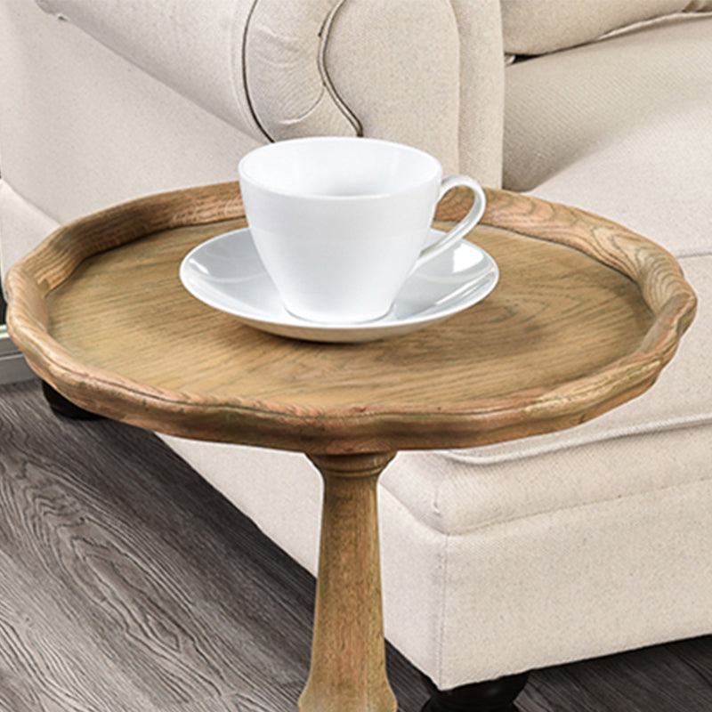 14" Wide Rustic Corner Table Solid Wood Round Side End Table