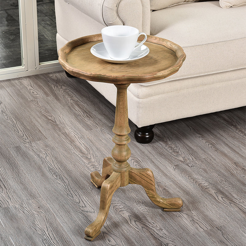14" Wide Rustic Corner Table Solid Wood Round Side End Table