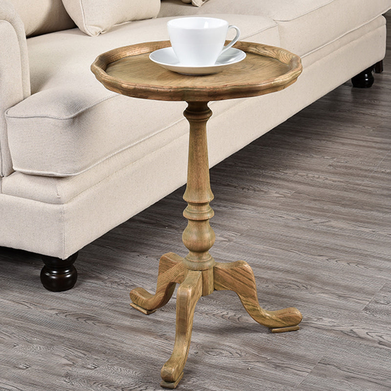 14" Wide Rustic Corner Table Solid Wood Round Side End Table