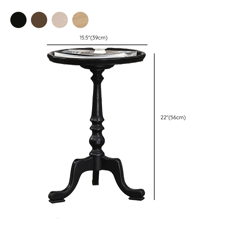 14" Wide Rustic Corner Table Solid Wood Round Side End Table