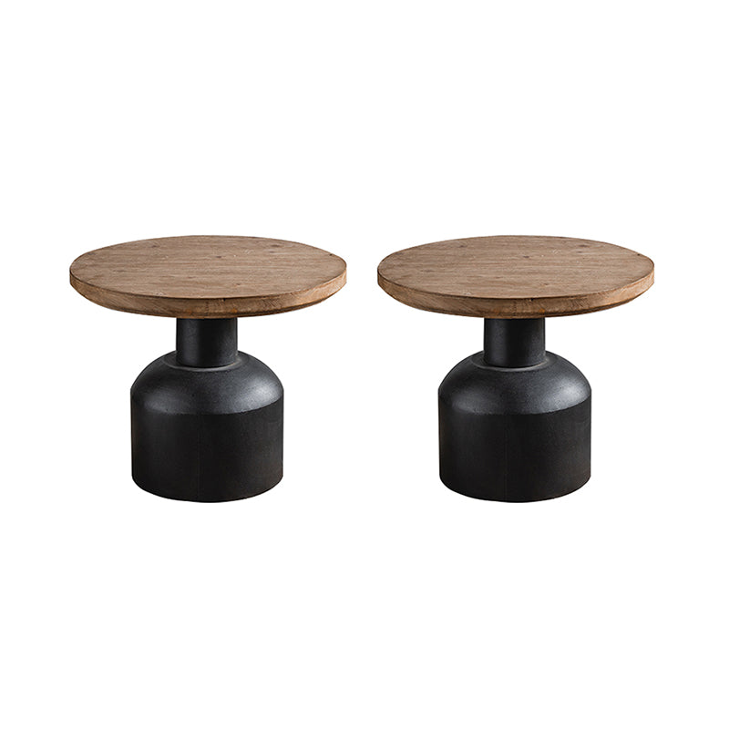 Rustic Corner Table Solid Wood Round Pedestal Side End Table