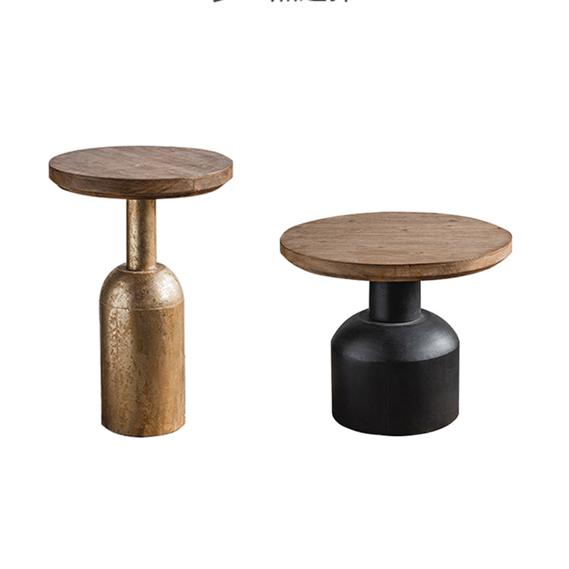 Rustic Corner Table Solid Wood Round Pedestal Side End Table