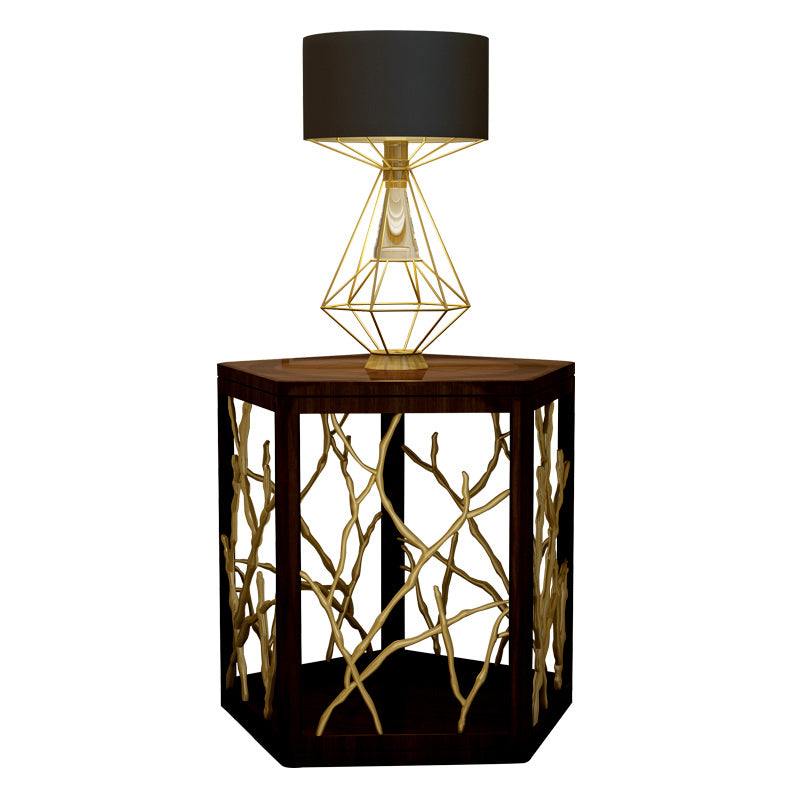 15" Wide Glam Corner Table Solid Wood Gold Accent Side Table