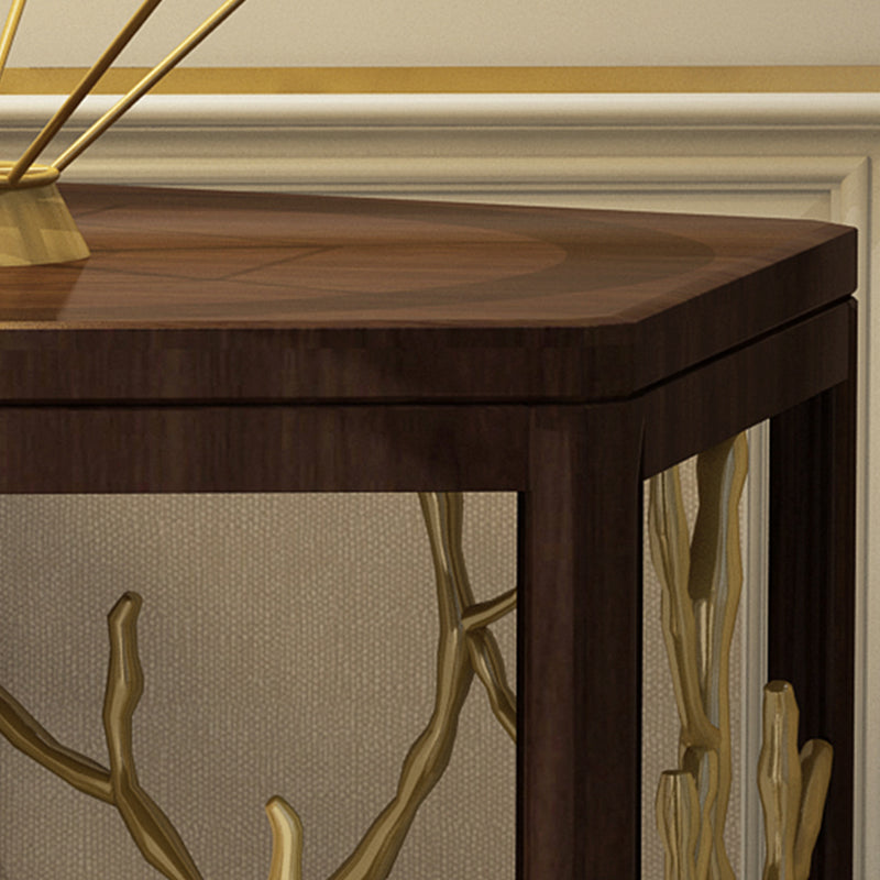 15" Wide Glam Corner Table Solid Wood Gold Accent Side Table