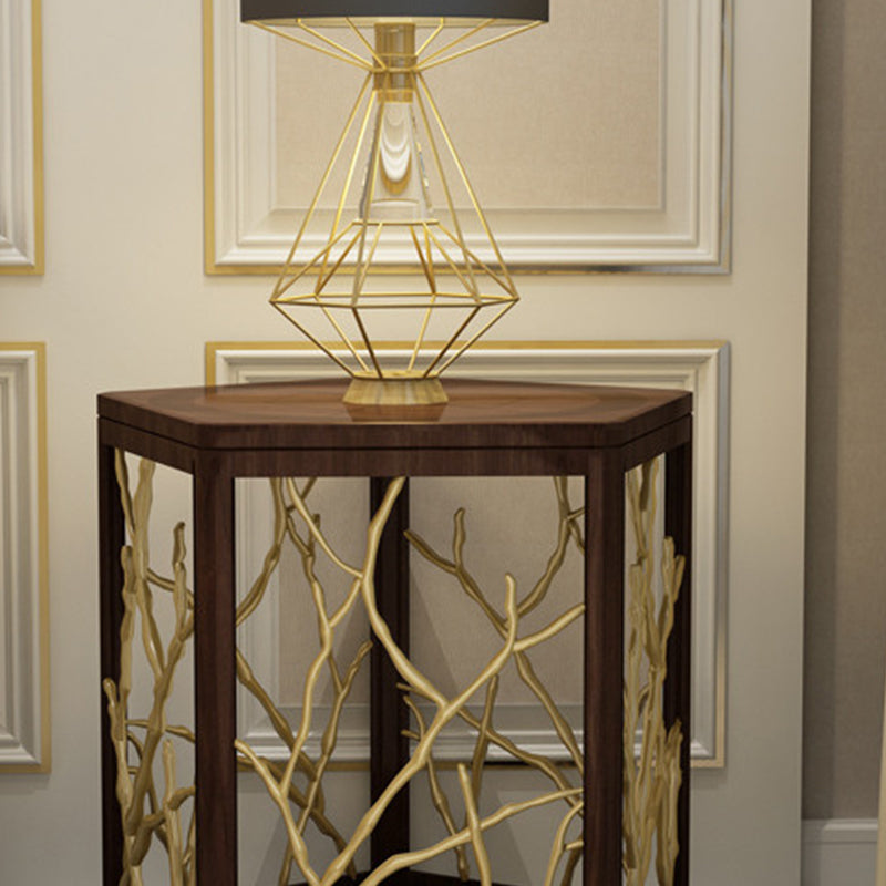 15" Wide Glam Corner Table Solid Wood Gold Accent Side Table