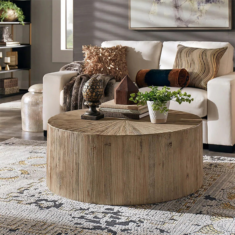 Rustic Corner Table Solid Wood Round Distressed Accent Side Table