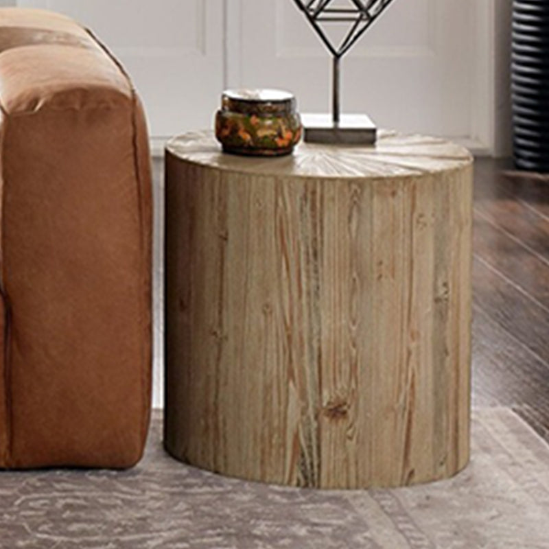 Rustic Corner Table Solid Wood Round Distressed Accent Side Table