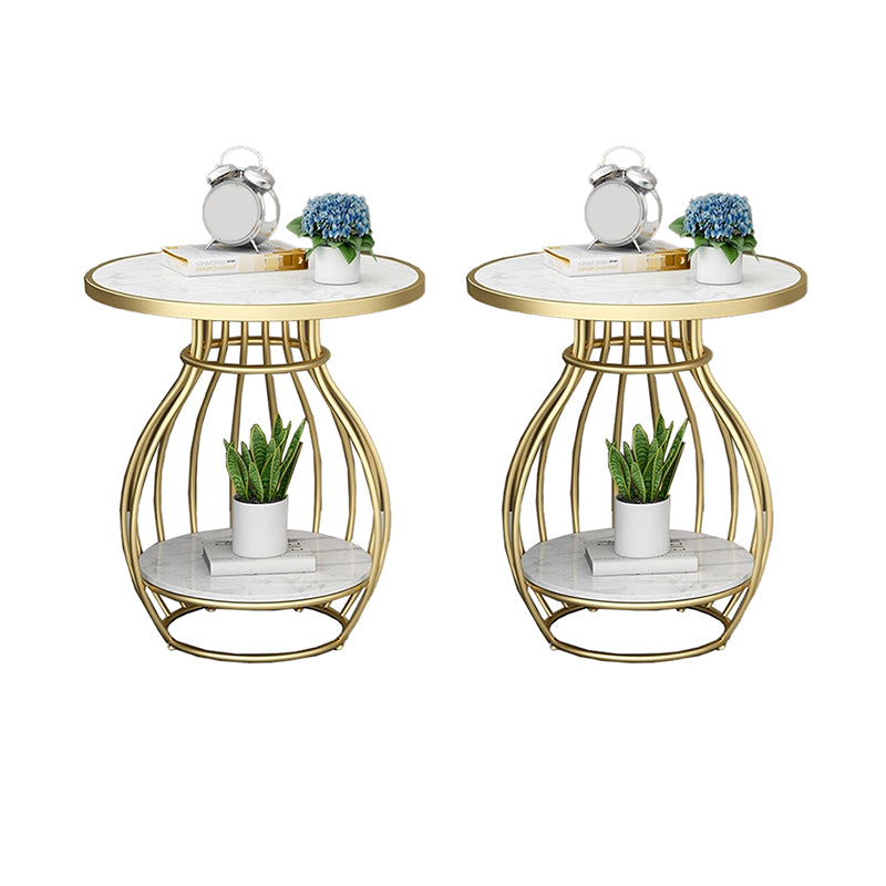 Modern Luxurious Metal Side Table Round Frame Sofa Side Accent Table